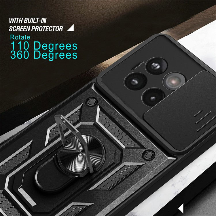 Phone Case For OnePlus 13R 5G / Ace 5 Pro 5G / Ace 5 5G PC + TPU Kickstand Phone Cover with Slide Camera Lid - Black