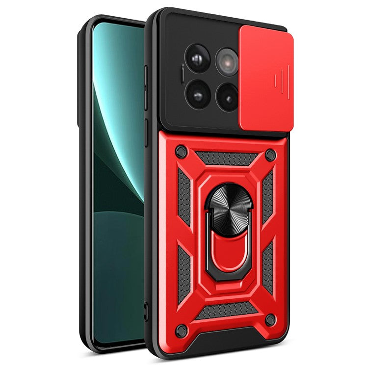 Phone Case For OnePlus 13R 5G / Ace 5 Pro 5G / Ace 5 5G PC + TPU Kickstand Phone Cover with Slide Camera Lid - Red