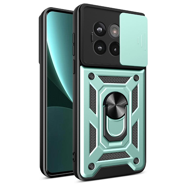 Phone Case For OnePlus 13R 5G / Ace 5 Pro 5G / Ace 5 5G PC + TPU Kickstand Phone Cover with Slide Camera Lid - Green