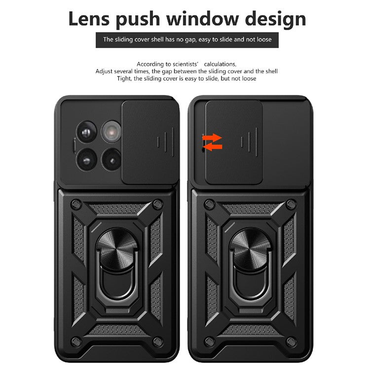 Phone Case For OnePlus 13R 5G / Ace 5 Pro 5G / Ace 5 5G PC + TPU Kickstand Phone Cover with Slide Camera Lid - Silver