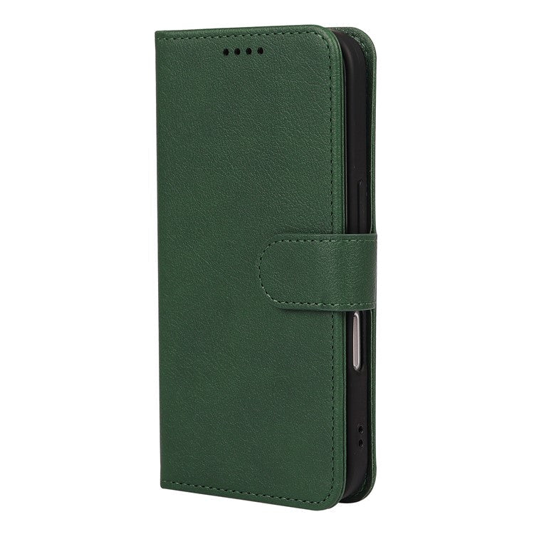 For iPhone 16 Pro Leather Case Wallet Stand Magnetic Closure Phone Cover - Green