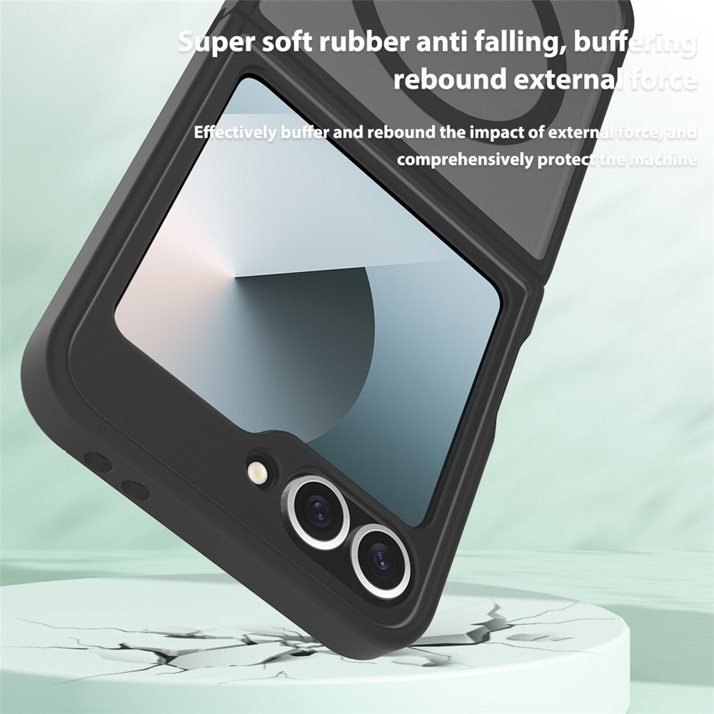 For Samsung Galaxy Z Flip7 FE 5G / Z Flip6 5G Case Compatible with MagSafe TPU Frame Acrylic Back Phone Cover Skin Touch - Black