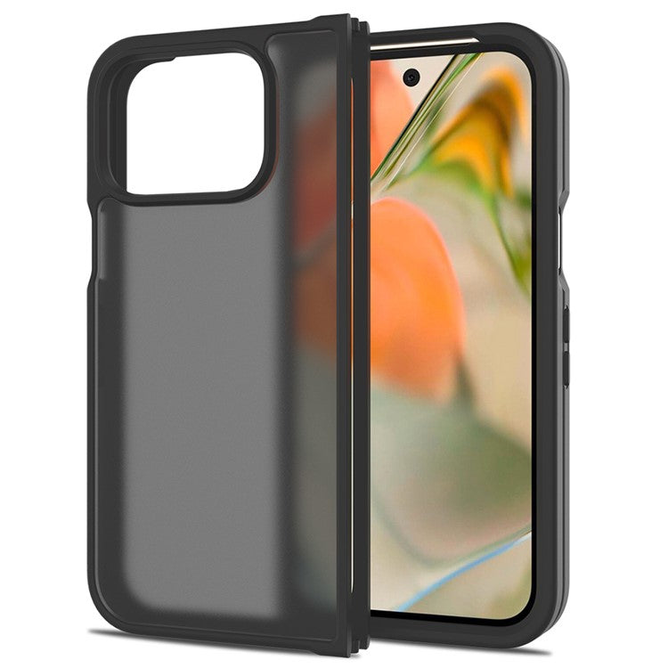 For Google Pixel 9 Pro Fold 5G Case Skin Touch TPU Frame Acrylic Back Phone Cover - Black