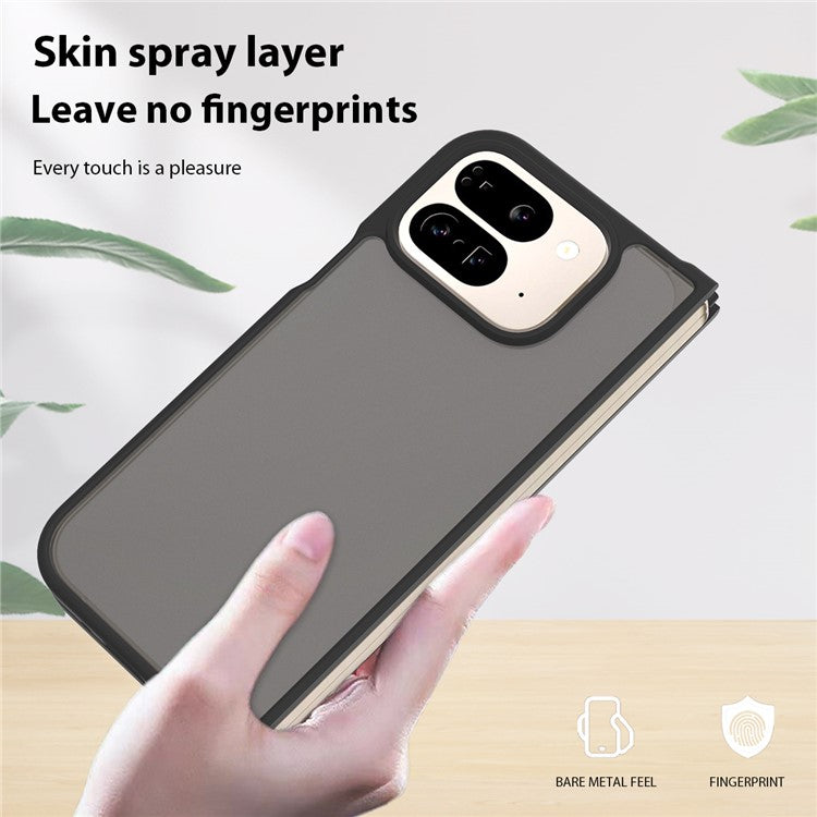 For Google Pixel 9 Pro Fold 5G Case Skin Touch TPU Frame Acrylic Back Phone Cover - Black
