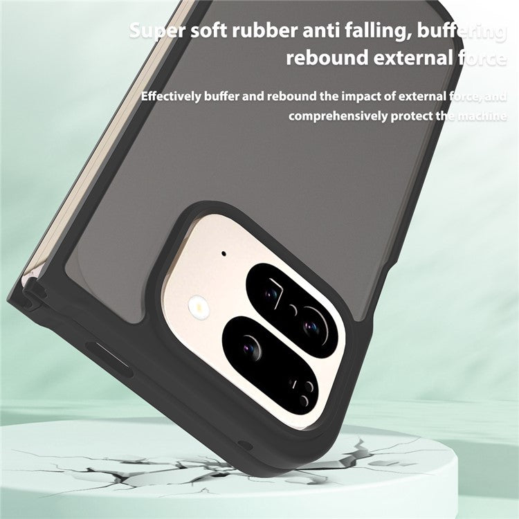 For Google Pixel 9 Pro Fold 5G Case Skin Touch TPU Frame Acrylic Back Phone Cover - Black