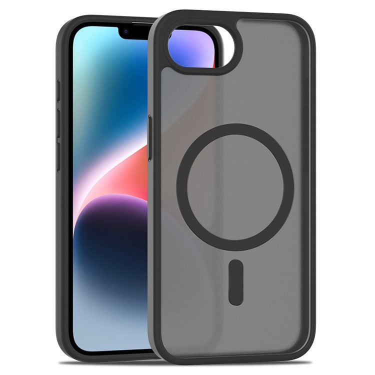For iPhone 16e Case Compatible with MagSafe TPU Frame Acrylic Back Phone Cover Skin Touch - Black