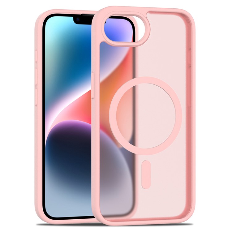 For iPhone 16e Case Compatible with MagSafe TPU Frame Acrylic Back Phone Cover Skin Touch - Pink