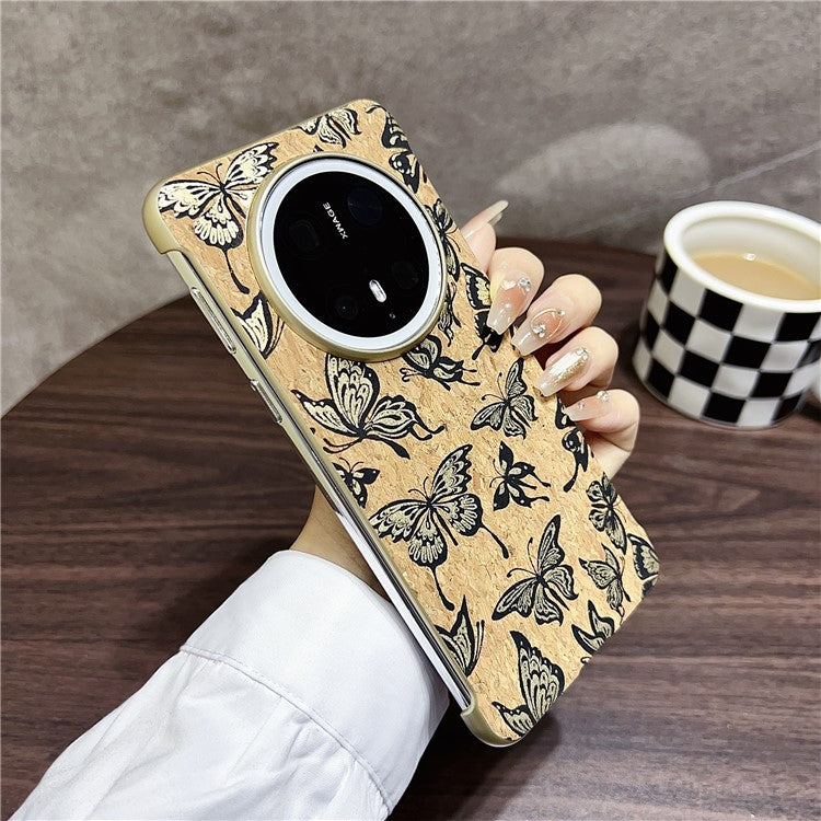 For Huawei Mate 70 Pro+ / Mate 70 Pro PC Phone Case Compatible with MagSafe Embossed Pattern Mobile Cover - Gold Butterfly