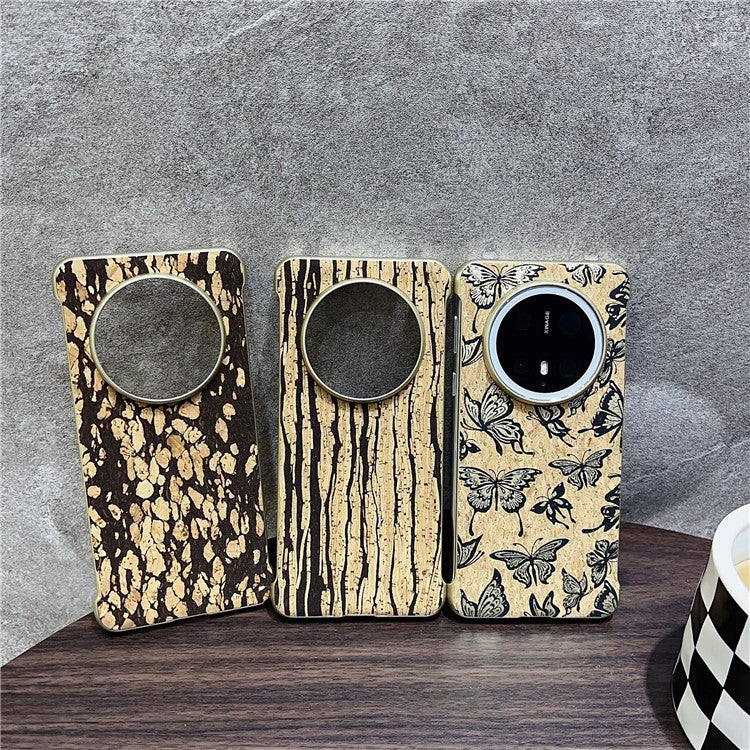 For Huawei Mate 70 Pro+ / Mate 70 Pro PC Phone Case Compatible with MagSafe Embossed Pattern Mobile Cover - Wood Yellow