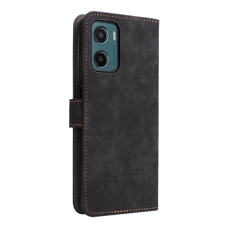 For Motorola Moto G05 4G / E15 4G Wallet Case RFID Blocking PU Leather Cover Stand View - Black