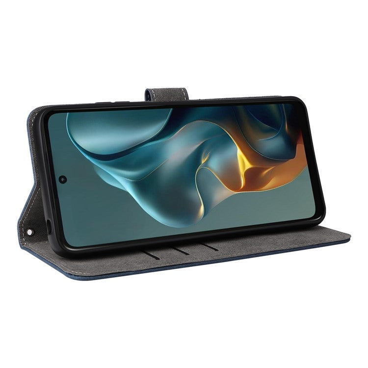 For Motorola Moto G05 4G / E15 4G Wallet Case RFID Blocking PU Leather Cover Stand View - Blue