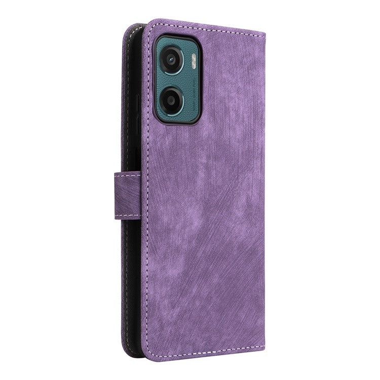 For Motorola Moto G05 4G / E15 4G Wallet Case RFID Blocking PU Leather Cover Stand View - Purple