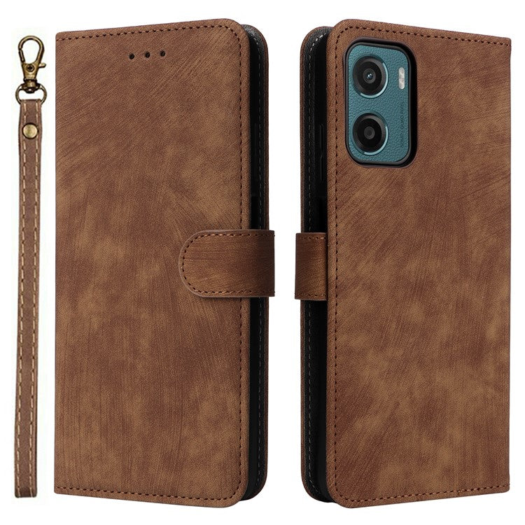 For Motorola Moto G05 4G / E15 4G Wallet Case RFID Blocking PU Leather Cover Stand View - Brown