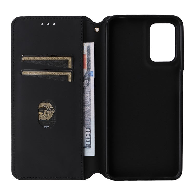 For Motorola Moto G05 4G / E15 4G Wallet Case Rhombus Imprinted Leather Phone Cover - Black