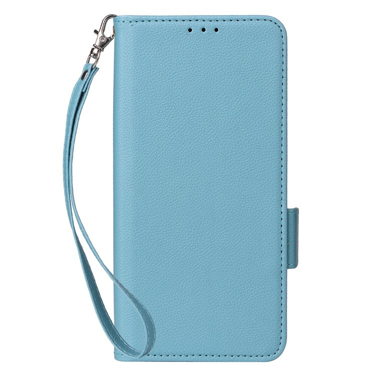 For Motorola Moto G15 Power 4G / G15 4G Case Litchi Texture PU Leather Wallet Flip Phone Cover - Baby Blue