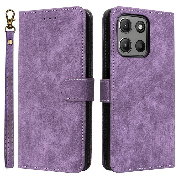 For Motorola Moto G15 Power 4G / G15 4G Wallet Case RFID Blocking PU Leather Cover Stand View - Purple