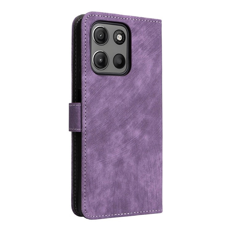 For Motorola Moto G15 Power 4G / G15 4G Wallet Case RFID Blocking PU Leather Cover Stand View - Purple