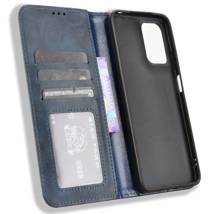 For Motorola Moto G05 4G / E15 4G Leather Case Wallet Stand Retro Texture Phone Cover - Blue