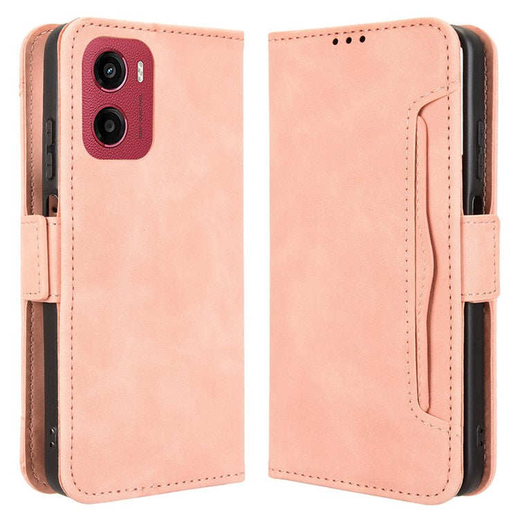 For Motorola Moto G05 4G / E15 4G Leather Case Phone Wallet Cover with Multiple Card Slots - Pink