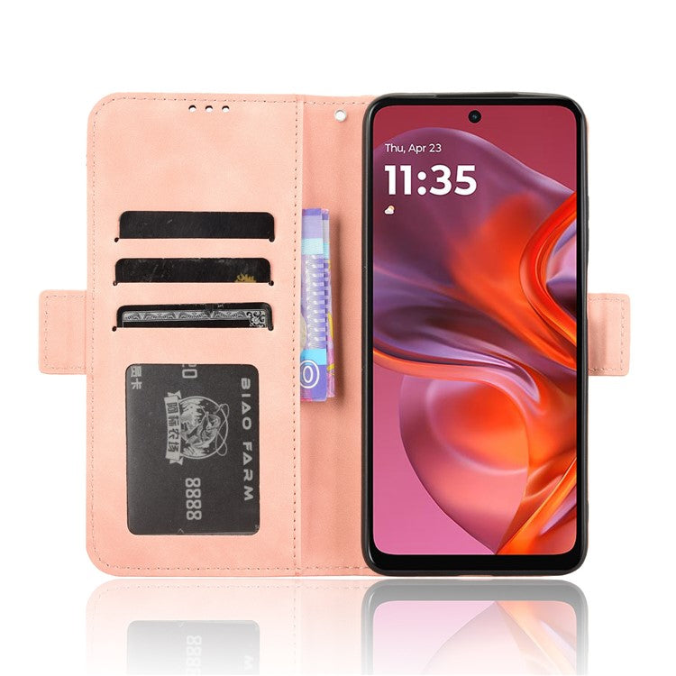 For Motorola Moto G05 4G / E15 4G Leather Case Phone Wallet Cover with Multiple Card Slots - Pink