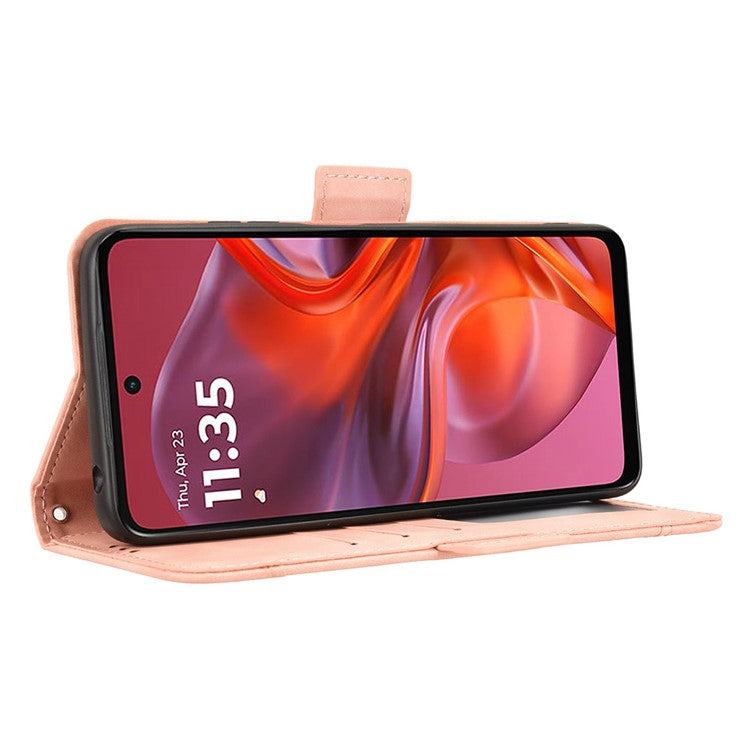 For Motorola Moto G05 4G / E15 4G Leather Case Phone Wallet Cover with Multiple Card Slots - Pink