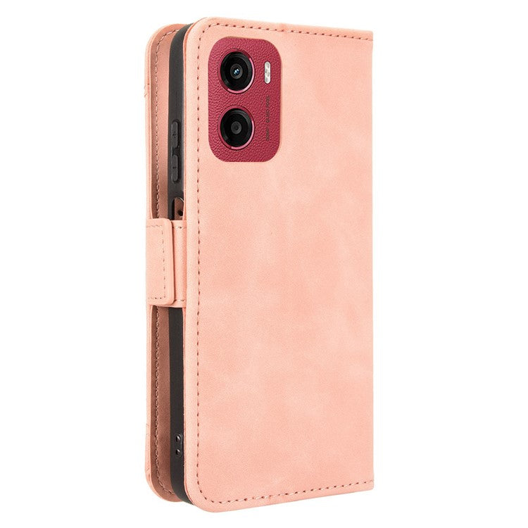For Motorola Moto G05 4G / E15 4G Leather Case Phone Wallet Cover with Multiple Card Slots - Pink