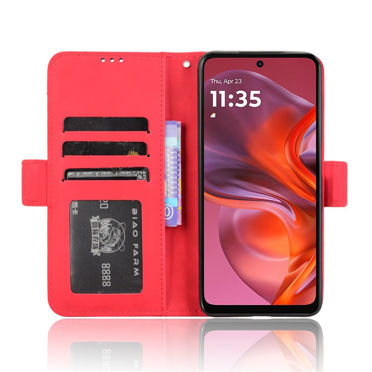 For Motorola Moto G05 4G / E15 4G Leather Case Phone Wallet Cover with Multiple Card Slots - Red