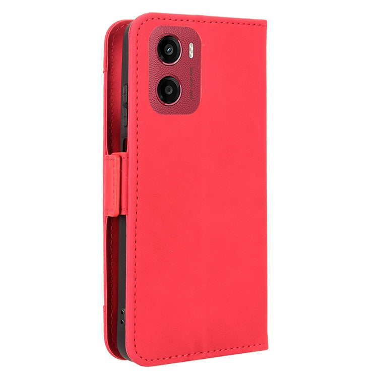 For Motorola Moto G05 4G / E15 4G Leather Case Phone Wallet Cover with Multiple Card Slots - Red