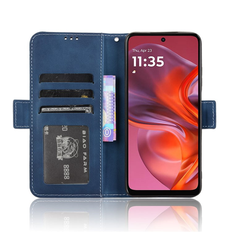 For Motorola Moto G05 4G / E15 4G Leather Case Phone Wallet Cover with Multiple Card Slots - Blue