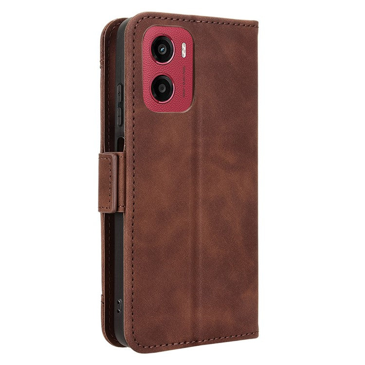 For Motorola Moto G05 4G / E15 4G Leather Case Phone Wallet Cover with Multiple Card Slots - Brown