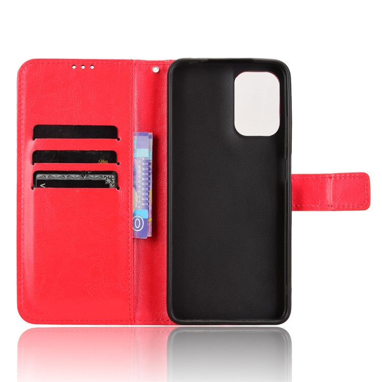 For Motorola Moto G05 4G / E15 4G Case Crazy Horse Texture PU Leather Phone Wallet Cover - Red