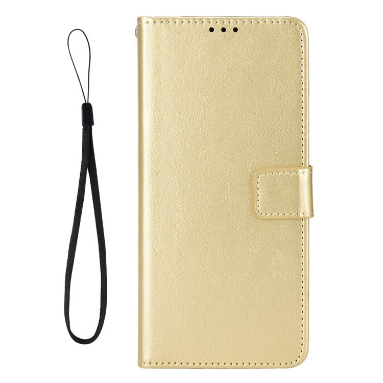 For Motorola Moto G05 4G / E15 4G Case Crazy Horse Texture PU Leather Phone Wallet Cover - Gold