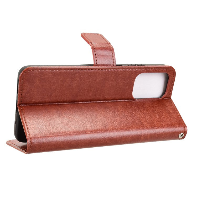 For Motorola Moto G05 4G / E15 4G Case Crazy Horse Texture PU Leather Phone Wallet Cover - Brown