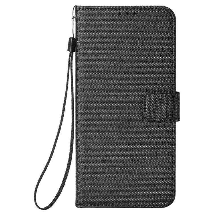 For Motorola Moto G05 4G / E15 4G Case PU Leather Diamond Texture Wallet Phone Cover - Black