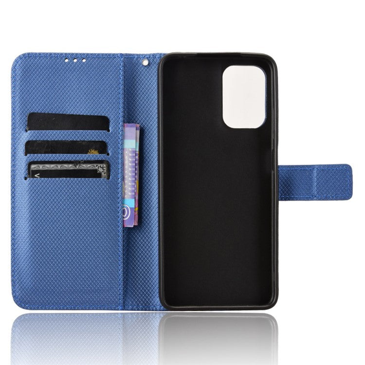 For Motorola Moto G05 4G / E15 4G Case PU Leather Diamond Texture Wallet Phone Cover - Blue