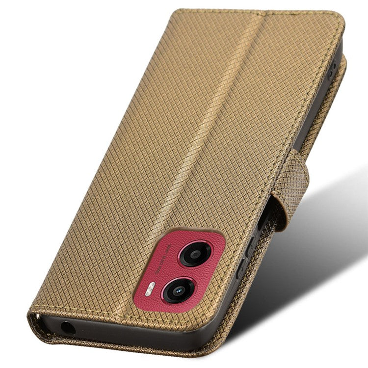 For Motorola Moto G05 4G / E15 4G Case PU Leather Diamond Texture Wallet Phone Cover - Brown