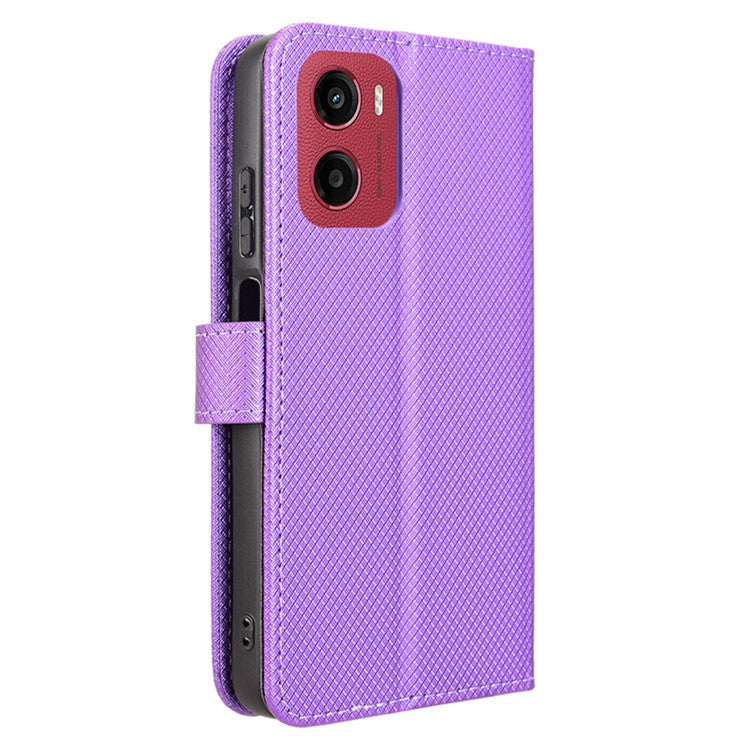 For Motorola Moto G05 4G / E15 4G Case PU Leather Diamond Texture Wallet Phone Cover - Purple