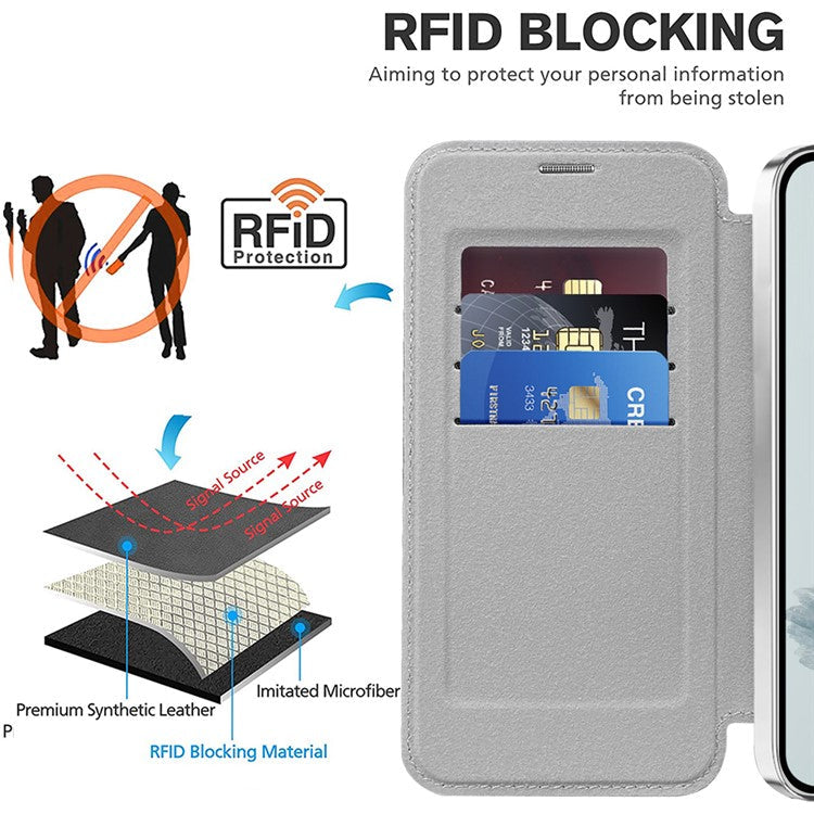 For Google Pixel 9a Case Compatible with MagSafe Rhombus PU Leather Phone Cover - Titanium Grey