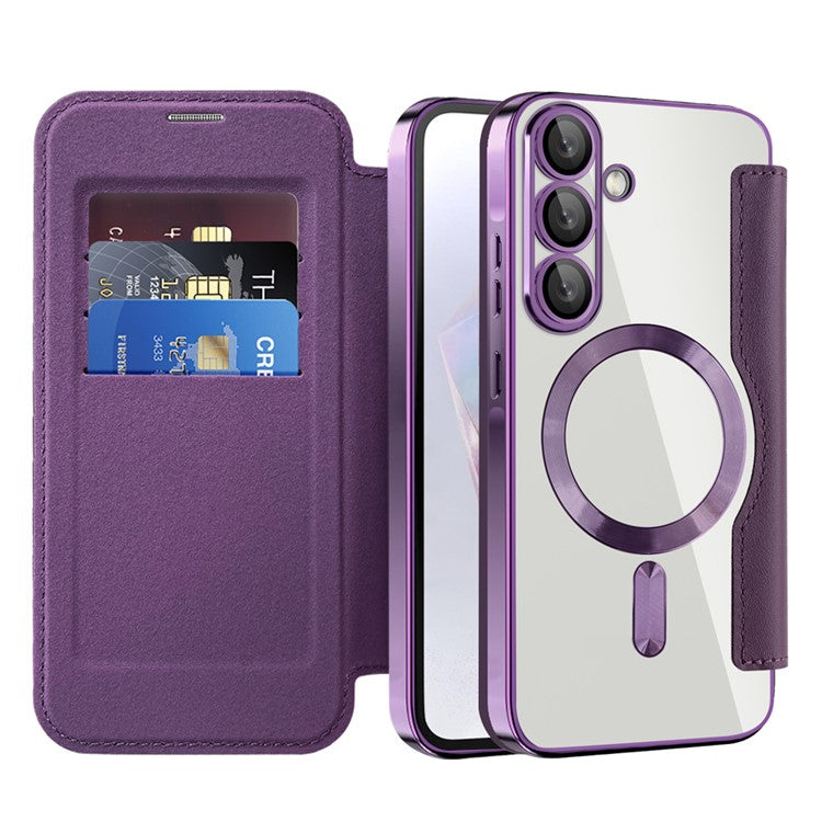 For Samsung Galaxy A36 5G Case Compatible with MagSafe Rhombus PU Leather Phone Cover - Purple