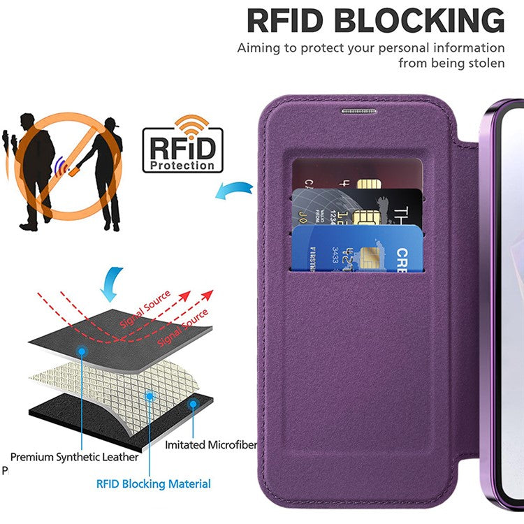 For Samsung Galaxy A36 5G Case Compatible with MagSafe Rhombus PU Leather Phone Cover - Purple