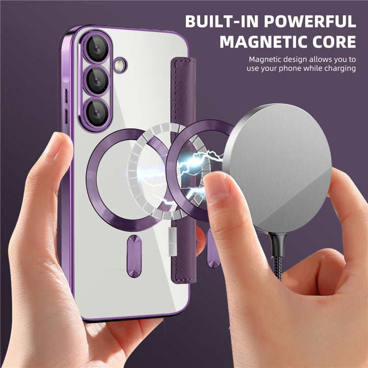 For Samsung Galaxy A36 5G Case Compatible with MagSafe Rhombus PU Leather Phone Cover - Purple