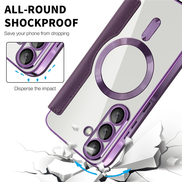 For Samsung Galaxy A36 5G Case Compatible with MagSafe Rhombus PU Leather Phone Cover - Purple
