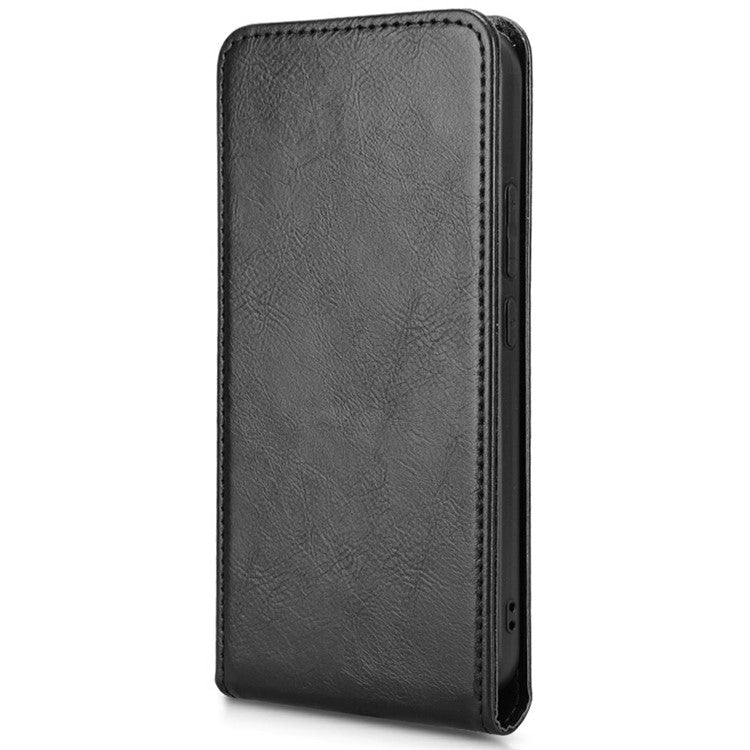 For Oppo Reno13 5G (Global) Case with Card Slot Magnetic Vertical Flip Leather Phone Cover - Black