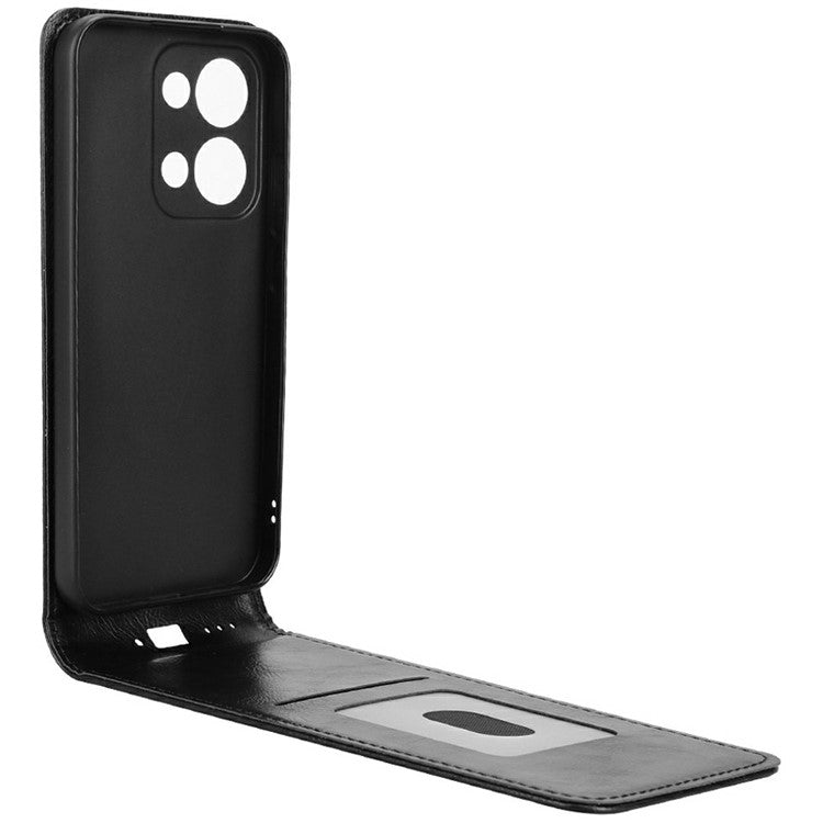 For Oppo Reno13 5G (Global) Case with Card Slot Magnetic Vertical Flip Leather Phone Cover - Black