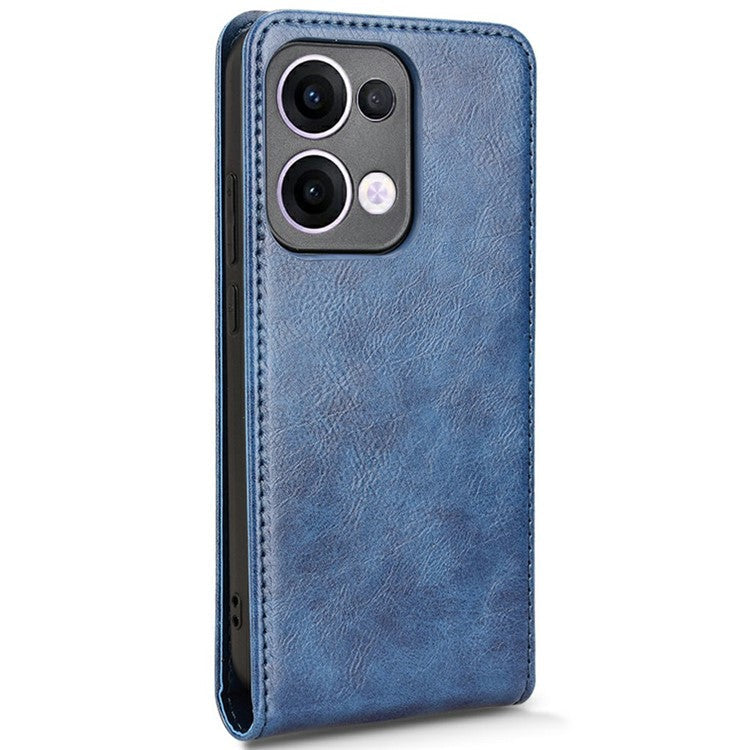 For Oppo Reno13 5G (Global) Case with Card Slot Magnetic Vertical Flip Leather Phone Cover - Dark Blue