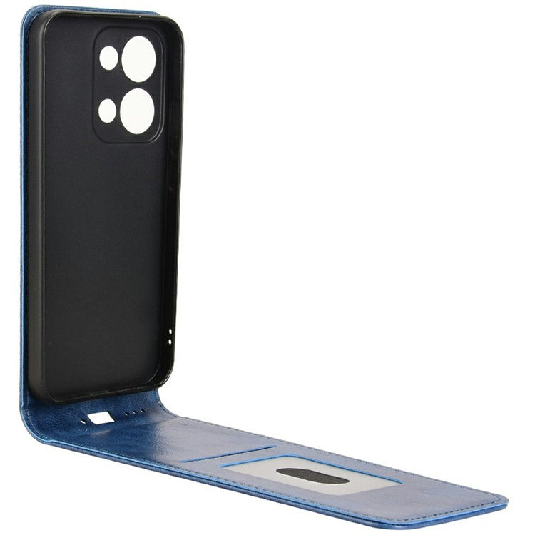 For Oppo Reno13 5G (Global) Case with Card Slot Magnetic Vertical Flip Leather Phone Cover - Dark Blue