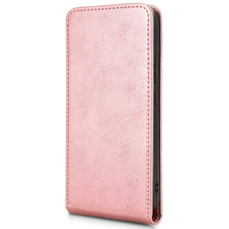 For Oppo Reno13 5G (Global) Case with Card Slot Magnetic Vertical Flip Leather Phone Cover - Rose Gold