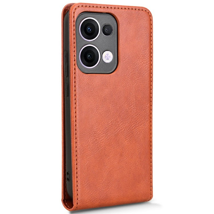 For Oppo Reno13 5G (Global) Case with Card Slot Magnetic Vertical Flip Leather Phone Cover - Orange