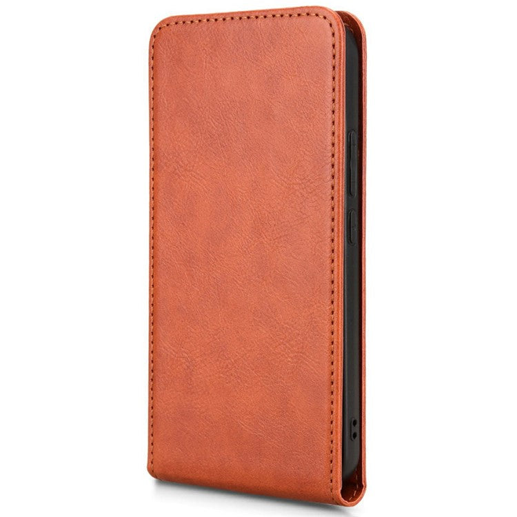 For Oppo Reno13 5G (Global) Case with Card Slot Magnetic Vertical Flip Leather Phone Cover - Orange