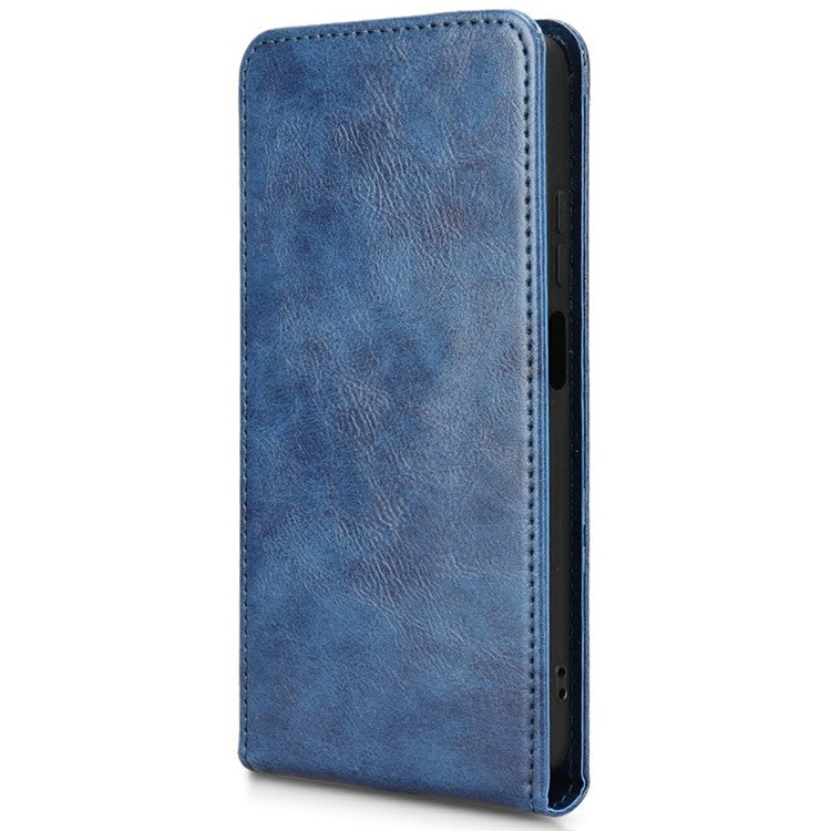 For Motorola Moto G15 Power 4G / G15 4G Case with Card Slot Magnetic Vertical Flip Leather Phone Cover - Dark Blue